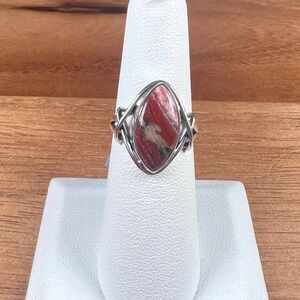 Snake Skin Jasper Ring made with Solid .925 Sterling Silver - Sz 6